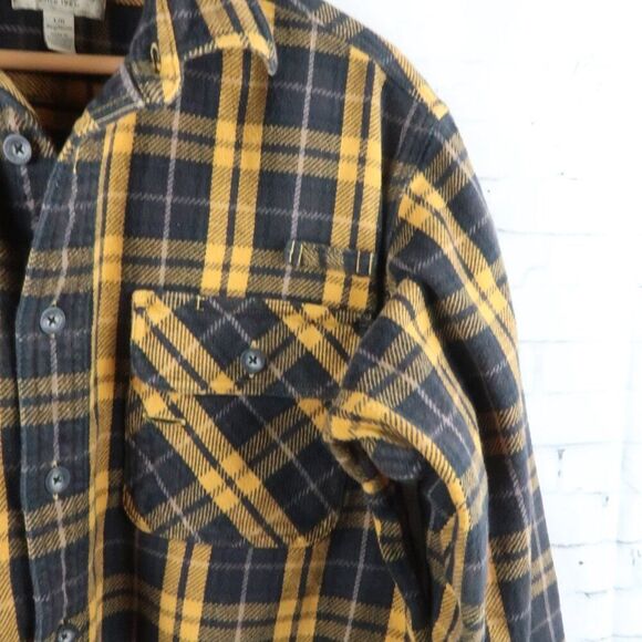 CABELA'S GOLD & BLACK PLAID LONG SLEEVE HEAVY DUTY BUTTON DOWN JACKET SIZE LARGE - Picture 5 of 8